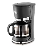 KHG Kaffeemaschine KA-121S in schwarz, Mini-Filterkaffeemaschine mit Glaskanne 500 ml, bis zu 4 Tassen, 600 Watt, inkl. Permanentfilter, Tropfstopp, Warmhaltefunktion & Abschaltautomatik