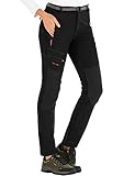 DAFENP Damen Wanderhose Outdoorhose Wasserdicht Softshellhose Winddicht Winter Warm Gefüttert Skihose Snowboardhose Trekkinghose KZ1662W-Black4-XL