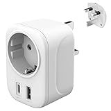 Reisestecker Adapter England Deutschland Stecker - Reiseadapter Typ G Steckdose UK Auf DE EU mit USB A & C 2.4A Steckdosenadapter England Irland Malta UK Adapter Reise Geschenk Gadgets Stromadapter