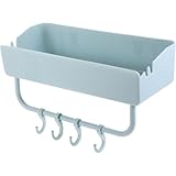 NUOBESTY Wandmontiertes Duschregal mit Haken Wasserablaufendes Badezimmerregal ohne Bohren Robustes Küchen und Badewannen Organizer Platzsparend und Vielseitig