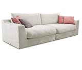 Cavadore Big Sofa Fiona / Große Couch inkl. Rückenkissen im modernen Design / 274x90x112 / Webstoff cream