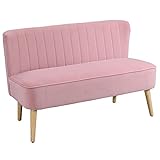 HOMCOM 2-Sitzer Stoffsofa Polstersofa Doppelsofa Sitzmöbel Loungesofa Holz Samtartiges Polyster Schaumstoff Rosa 117 x 56,5 x 77 cm