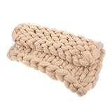 Mipcase Zopfmuster-Decke Decke fürs Bett werfen beige Überwurfdecke Decke werfen Couch-Überwurfdecke Überwurfdecke für die Couch Fallen werfen Decke klobige Wurfdecke Bettüberwurf Garn
