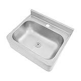 Wandmontiertes Badezimmer-Waschbecken,48x39x20cm,304 Edelstahl-Spüle kommerzielle Wandwaschbecken,ohne Wasserhahn,mit Ablaufrohr und Ablaufstopfen,Handwaschbecken für Restaurant,Küche und Zuhause