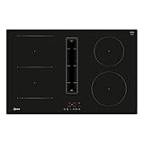 NEFF V58NBS1L0 N 50 Induktionskochfeld mit integriertem Dunstabzug 80 cm, Extrem Leise, Rahmenlos aufliegend, Touch Control, Combi Induction, Leicht zu reinigende Fettfilter, Powerstufe