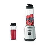 Moulinex Mix & Move Standmixer, 300 W, Gesamtkapazität 0,8 l, Nutzinhalt 0,6 l, 2 Tritan-Flaschen, kompakt, ergonomisch, abnehmbare Klingen LM15FD10, Metall