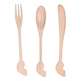 HOSEONFN für Küchenutensilien -Set, für Picknickgeschirr, wiederverwendbare handgefertigte Löffel, tragbare Holzgabeln, Suppenlöffel für Hotel -Restaurants