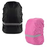 2 Stück Regenschutz für Rucksäcke mit reflektierenden Streifen, wasserdichter Rucksack-Regenschutz, Regenschutz für Rucksack, Schulrucksack, Regenschutz Schulranzen