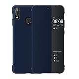 Huawei P20 Lite Hülle, Luxus PU Leder Handyhülle, Smart View Flip Cover Schutzhülle [Energiesparmodus Bieten][Umfassender Schutz](P20lite,Blau)