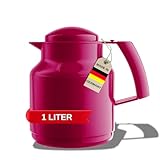 MARKUTEC Mobby Clip Isolierkanne 1-1,5 L – 12h heiß & 24h kalt – Weite Einfüllöffnung – Hochwertiger Glaseinsatz – Ideal für Tee & Kaffe (Pink, 1,0 L)