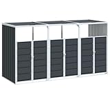 vidaXL Mülltonnenbox für 3 Tonnen Anthrazit 216x81x115 cm Stahl, 1er Mülltonnenbox, Mülltonnenverkleidung 1er, Mülltonnenbox 2 Tonnen