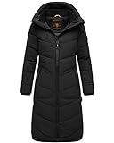 MARIKOO Damen Winter Stepp Jacke gesteppter Wintermantel warm lang Mantel B949 [B949-Benik-Schwarz-Gr.M]
