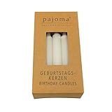 pajoma® 10x Geburtstagskerzen in Weiß - Hochwertige Spitzkerzen | Wachsgewicht: 10g, Brenndauer ca. 1 std. 95 x 13 mm | Premium Stabkerzen, Baumkerzen