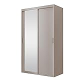 Mirjan24 Kleiderschrank Olasio, Schwebetürenschrank mit 2 Kleiderstangen und Einlegeböden Schiebetürenschrank Schlafzimmerschrank Garderobe für Diele Flur (Cashmere, 120 cm)