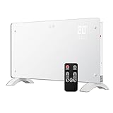 DONYER POWER 2000W Konvektor-Heizung, ultra-dünne Wandmontage oder freistehend, 24H Timer-Fernbedienung, ultra-weiße Glasscheibe