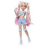 Barbie Dream Besties Puppe und Zubehörteile, bewegliche Malibu“ Rollschuh-Modepuppe mit blondem Haar, 9 Teile zum Thema Make-up, JFX96