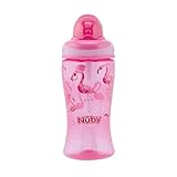 Nûby - Flip-It Trinkhalmbecher für Kinder - Trinkflasche mit Strohalm Kleinkinder - BPA-frei - Rosa - 360ml - 12+ Monate