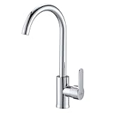 Auralum Wasserhahn Küche Hochdruck, Küchenarmatur mit Hoher Auslauf & Abnehmbarer Belüfter, Armatur Küche Verchromt 360° Drehbar, Spültischarmatur Küche mit 2*G3/8 Anschlüsse