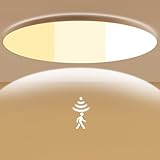 LEZOE LED Deckenleuchte mit Bewegungsmelder, 25W 3380lm 135(Lm/W) Dimmbar Deckenlampe Bewegungssensor Einstellbar 3000K/4000K/6500K Ideal für Bad, Garage, Treppen, Keller, Flur, Balkon, Diele Ø35cm