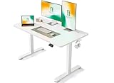 FEZIBO Schreibtisch Höhenverstellbar Elektrisch, 120 x 60 cm Computer Stehschreibtisch mit Memory-Steuerung und Anti-Kollisions Technologie, Mobiler Steh-Sitz-Schreibtisch Ergonomic Weiß Oberfläche