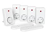 SURNICE Steckdose mit Fernbedienung, 2000W 5 Funksteckdosen mit 2 Fernbedienung, 80M Reichweite, Funkfernschalterset mit Selbstlernfunktion, Programmierbar und Erweitbar Funkschalter