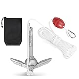 SWAWIS Anker Boot Bootsanker 0,7 kg Bootszubehör Klappanker Sup Anker mit 20M Ankerleine Bojenkugel und Aufbewahrungstasche für Kajaks, Kanus und Jetskis