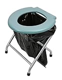 24ocean Mobile Klapptoilette Set Grau WC Klo Camping, Gestell Silber, 6 Einweg Beutel