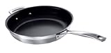 Le Creuset Antihaftbeschichtete Bratpfanne mit Gegengriff aus 3-ply Edelstahl, Ø 28 cm, Für alle Herdarten inkl. Induktion geeignet, Silber, 96200328001000