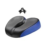 Generic Sattel Stoßdämpfend Bequem PU Breit Dicker Mountainbike Ersatzsitz Weiches Kissen Blau