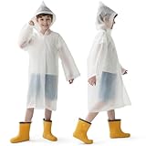 Opret 2 Stück Regenponcho Kinder, Wiederverwendbar Wasserdicht Regencape Kinder mit Kapuze und Ärmeln, Eva Atmungsaktiv Regenschutz Regenmantel für Mädchen Jungen Wandern Camping Reisen