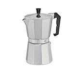cilio Espressokocher Classico für 6 Tassen | Höhe: 20 cm | Ø: 9 cm | Aluminium-Gehäuse | Silber | Espresso Kocher mit Planboden | für Reisen oder Camping | Camping Kaffeekocher