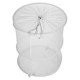 NUOBESTY Faltbarer Wäschekorb aus Netzgewebe Leichter Wäschesammler mit Kordelzugverschluss Zylindrischer Wäscheorganizer für Schmutzwäsche Tragbar und Platzsparend für Reisen und Kleine