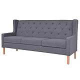 KOIECETA Sofa 3-Sitzer Dreisitzer Stoffsofa Polstersofa Loungesofa Couch Polstermöbel Wohnzimmersofa Designsofa Stoff Grau Holzgestell