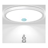Oumida Deckenleuchte mit Bewegungsmelder Innen 22cm, 18W LED Deckenlampe Radar Bewegungssensor, 4000K Ultra Dünn Flache Lampe, Rund Sensor Licht für Flur Treppe Küche Balkon Keller Garage (22CM)