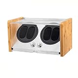 FHHST Uhrenbox Bambus Uhrenbeweger 4 Rotationsmodi mit leiser Motorbox Holz Luxus Aufbewahrungsbox für 4 Armbanduhren