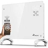 TRESKO® Glaskonvektor 2000W APP WiFi Funktion | Elektroheizung Glasheizung elektrisch | Konvektor Heizung Heizkörper LED-Display & Timer | Elektroheizkörper Stand- oder Wand Heizung