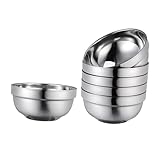 Veemoon 6 Stück Doppelschicht Edelstahl Schüsseln Isolierte Anti-heiß Suppenschalen Vakuum-design für Familie Rutschfeste Basis Langlebiges Metallküchengeschirr