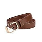 2,8 cm Damen-Gürtel aus Rindsleder mit goldener Dornschließe im Vintage-Stil(Brown)