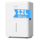 Kresico Luftentfeuchter elektrisch 12L/24H, Entfeuchter elektrisch Keller, Raumentfeuchter elektrisch 35dB für Räume bis zu 122m³/25m², Timer, 1M Ablaufschlauch, Filter, 10 J. Gar