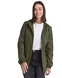 TOG24 Craven Damen Regenjacke Leicht Wasserdichte Outdoorjacke Atmungsaktive Windbreaker Faltbar Übergangsjacke Fahrradjacke mit Kapuze für Frauen Khaki Grün 50