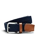 Herren Jack & Jones Elastischer Stoff Gürtel | Flecht Stretch Ledergürtel | Belt ohne Löcher JACSPRING, Farben:Navy, Größe Gürtel:90