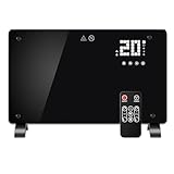 DONYER POWER 1500W Konvektor-Heizung, ultradünne Wandmontage oder freistehend, 24H Timer-Fernbedienung, schwarze Glasscheibe