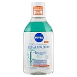 NIVEA Derma Skin Clear Mizellenwasser 400 ml, Gesichts- und Augen-Make-up-Entferner mit 5% PHA, Salicylsäure und Niacinamid, Gesichtsreiniger, Augen- und Lippenreiniger ohne Ausspülen für fettige und