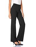 Tapata Damen 71cm/76cm/81cm/86cm Bootcut Stretch-Hose Hoher Bund Frauen Bürohosen Arbeitshose Bauchkontrolle Lange Elegante Schlaghose Freizeithose Yogahose 86cm Schwarz L