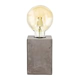 EGLO Tischlampe Prestwick, 1 flammige Tischleuchte Vintage, Industrial, Retro, Nachttischlampe aus Beton, Lampe mit Schalter, E27 Fassung, Grau