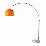 Design Bogenlampe LOUNGE DEAL orange mit weißem Marmorfuß 175-205cm ausziehbar Bogenleuchte