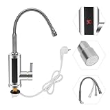 Elektrischer Wasserhahn mit Durchlauferhitzer 220V,Wasserhahn Küche Durchlauferhitzer 360° Drehbarer LED Elektrischer Küchenarmatur Edelstahl Küche Bad Armatur 3000W