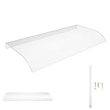 Froadp Vordach für Haustür Überdachung 50 x 100 cm Türdach aus Transparentem PET 3,5 mm Dick Terrassendach Regenschutz & UV-Schutz Haustürvordach für Tür Fenster Balkon Garage Terrasse