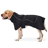 HEYWEAN Hundejacke Wasserdichter Hundemantel Reflektierende Jacke für kaltes Wetter mit weichem Fleecefutter Warmer Mantel für Hund Indoor & Outdoor Camping Wandern Schwarz