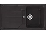 SCHOCK Küchenspüle Formhaus D-100 Nero 86x50 cm - CRISTALITE® Schwarz mit Abtropffläche - Küchenspüle ab 45 cm Unterschrank - Reversible Einbauspüle - Hochwertige Quarzkomposit-Oberfläche